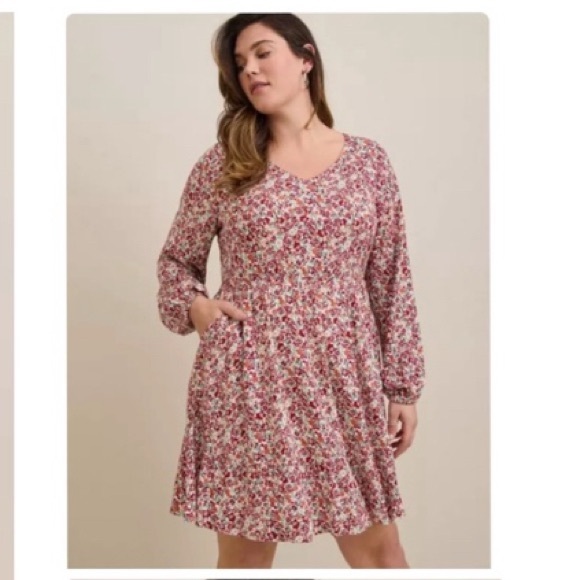 3X Torrid Floral Patterned Textured Mini Skater Dress - Picture 8 of 15